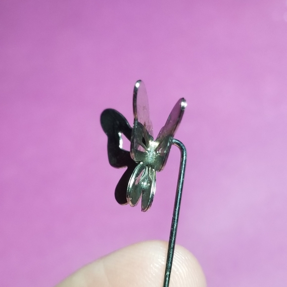 Vintage butterfly stick pin brooch silver tone insect stickpin moth insect bug - Picture 4 of 11